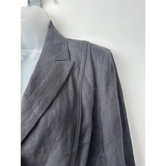 Sao Paulo Womens 8 100% Linen Blazer Jacket Blue Casual Pockets One Button A40 - Picture 2 of 7